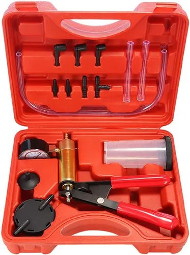 beduan Kit de purga de frenos de mano 16pcs Probador de bomba de vacío con adaptadores para automoción (azul)
