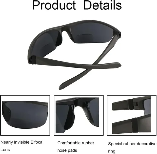 Miniatura 3 de 3 pares de lentes de sol de lectura bifocales para hombres y mujeres, lentes de lectura envolventes para exteriores