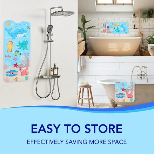Miniatura 5 de PRATIQUE Alfombra de baño para niños antideslizante de 40 x 16 pulgadas, extra larga, tapete de baño para niños, tapete de seguridad antideslizante