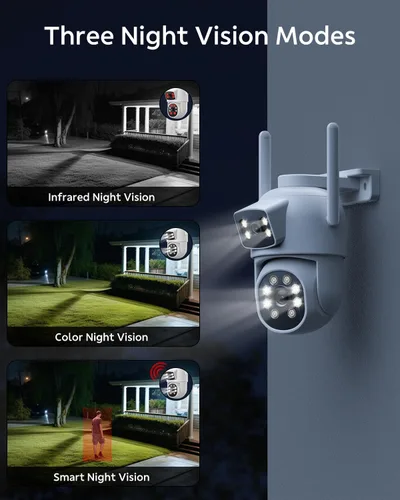 Miniatura 5 de Sistema de cámara de seguridad para el hogar de doble lente de 4 MP inalámbrico, cámaras de seguridad inalámbricas para exteriores 24/7, seguimiento