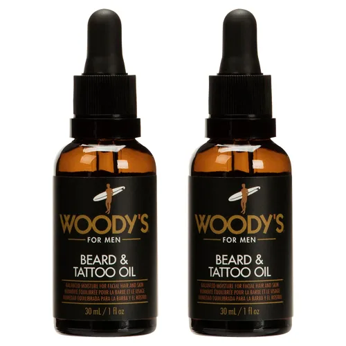 Woody's Aceite de tatuaje y barba para hombres – Hidratante y acondicionador para barba para hombre, bigote, vello facial y mejora de tatuajes, 1
