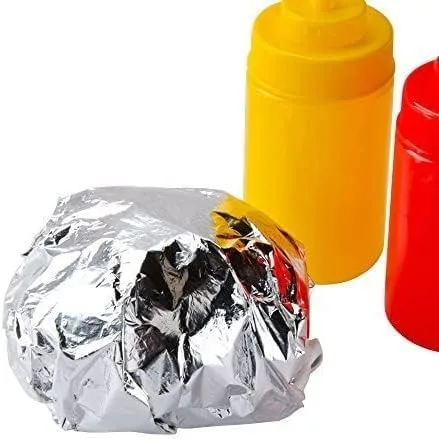 Miniatura 2 de 500 hojas de papel de aluminio precortadas, aisladas, resistentes a la grasa para alimentos calientes, sin impresión, envoltura laminada de panal