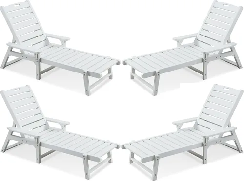 Miniatura 9 de Psilvam Tumbonas, sillones de polietileno de alta densidad con respaldo ajustable, soporta hasta 350 libras, para todo tipo de clima, reclinables