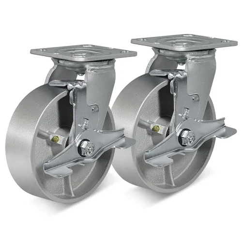 Miniatura 21 de Ruedas giratorias de 4 x 2 pulgadas, ruedas industriales resistentes, ruedas giratorias con rodamiento de rodillos - Ruedas de hierro fundido
