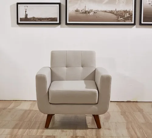 Miniatura 19 de Jenny - Sillón de tela de lino copetudo, cómodo, moderno, tapizado, para sala de lectura, club, bohemio, para sala de estar, dormitorio y espacios