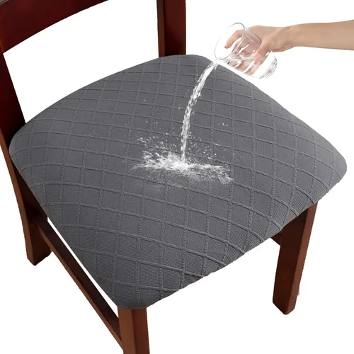 Miniatura 20 de Funda de asiento impermeable para silla de comedor, fundas de asiento lavables para sillas de cocina (negro, 4 piezas)