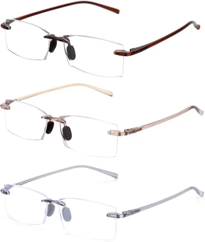 Miniatura 14 de TERAISE Anteojos de lectura sin montura cómodos, ligeros, sin marco, para hombres y mujeres, con bloqueo de luz azul, lentes de computadora Gris