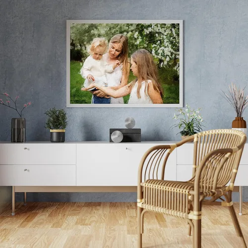 Miniatura 9 de Awesometik Pintura de retrato de foto regalo personalizado arte de pared impresión digital sobre lienzo (Familiar)