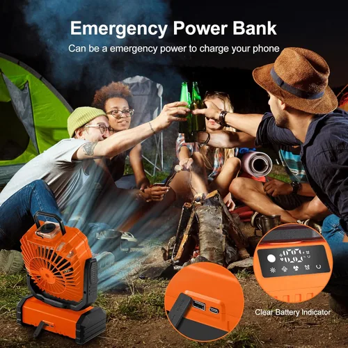Miniatura 6 de Odoland Ventilador de nebulización portátil con luz, batería recargable de 30000 mAh, ventilador de campamento con 2 pulverizadores, ventilador