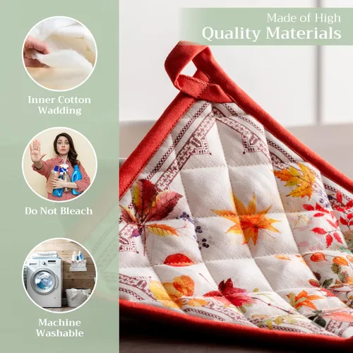 Miniatura 3 de Maison d' Hermine Juego de soportes para ollas 100% algodón, resistentes al calor, almohadillas calientes de 8 x 8 pulgadas con lazo para 056