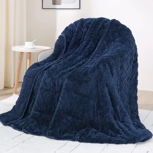 Miniatura 25 de Manta con peso de 15 libras, tamaño twin, manta con peso de sherpa a cuadros 3D de jacquard suave y elegante para adultos, manta de cama acogedora