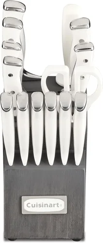 Miniatura 2 de Cuisinart - Juego de 15 cuchillos con bloque, acero inoxidable de alto carbono, remache triple forjado, blanco/gris carbón C77WTR-15PCG