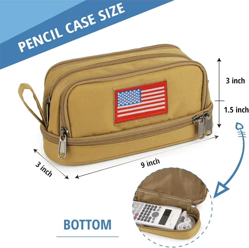 Miniatura 7 de ATRIPACK Estuche Táctico de 4 Compartimentos para Lápices para Niños, Bolsa de Lona Grande para Bolígrafos, Estuche de Gran Capacidad, Bolsa