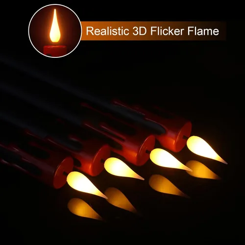 Miniatura 3 de GenSwin Velas cónicas sin llama de Halloween en negro con candelabros de mano de fantasma y temporizador remoto, 2 piezas de velas cónicas operadas