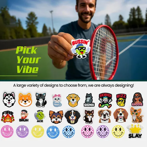 Miniatura 6 de Amortiguador de Raqueta de Tenis - Bonitos Diseños - Amortiguador de Choque de Tenis Reductor de Vibración y Ruido para Raquetas - Accesorios