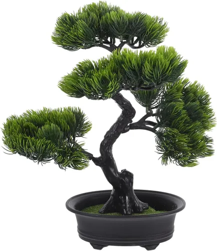 ORFOFE Árbol de pino bonsái artificial, decoración realista para interiores, hogar, oficina y espacio, vegetación compacta en maceta para decoración