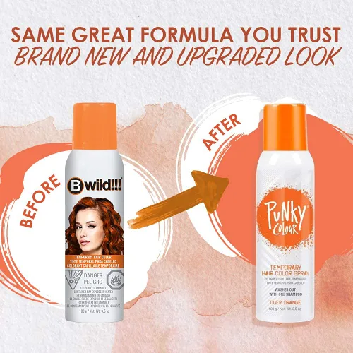 Miniatura 2 de Punky - Spray de color temporal para el cabello – naranja tigre, tinte temporal vívido al instante para mujeres, se lava, spray