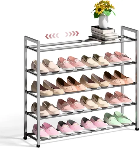Miniatura 19 de Bumusty Zapatero expandible de 2 niveles para armario, zapatero ajustable de 18 a 33 pulgadas para espacios pequeños, organizador de zapatos pequeño