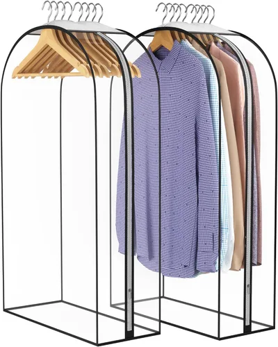Miniatura 14 de Liuoud Bolsa Transparente para Colgar Ropa de 10" con Fuelle, Bolsas para Trajes de 32" para Almacenamiento de Closet Abierto, Cubierta de Ropa