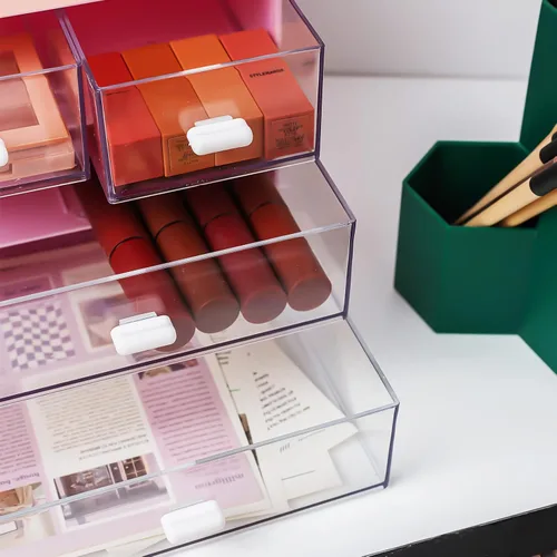 Miniatura 5 de Organizador de escritorio con cajón, organizador de oficina con 4 cajones, caja de almacenamiento de escritorio para escritorio, tocador, oficina