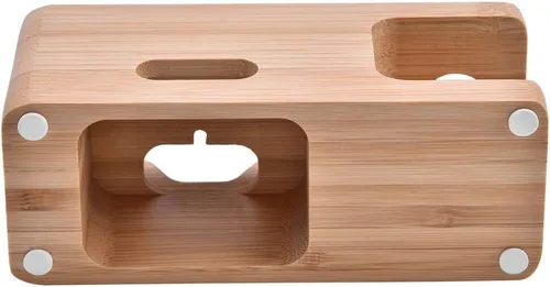 Miniatura 7 de Estación de carga de bambú del teléfono celular Muelle Estación de carga de madera Soporte de teléfono de madera para &