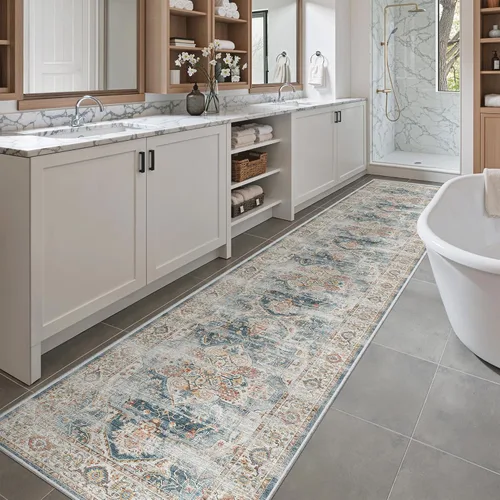 Miniatura 264 de Madane Tapete lavable de 2 x 10 pies para pasillo, cocina, recibidor, clásico, suave, antideslizante para interiores, casa de campo, baño, sala
