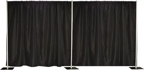 Kit de telón de fondo de tubo y cortina de 8 x 20 pies en tela de primera calidad (8 x 20 pies, negro) versión mejorada
