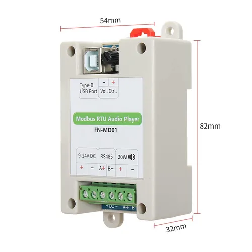 Miniatura 5 de FN-MD01 Modbus RTU Reproductor de audio con amplificador de 20 W