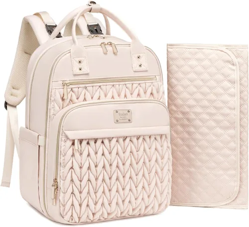 Tealari Mochila para pañales, elegante bolsa de pañales para bebé, mochila impermeable para pañales de viaje, bolsas de bebé con cambiador, correas