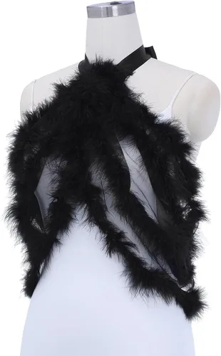 Miniatura 5 de Aukmla Chales de plumas para mujer, vestidos de boda y noche, bolero de tul para novia, bolero, de piel, para fiesta, graduación, salida de baño