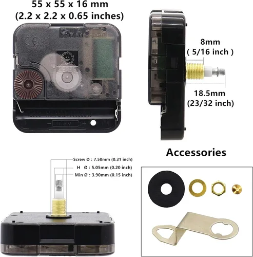 Miniatura 2 de TIKROUND 12888 Mecanismo de movimiento de reloj de pared de cuarzo DIY operado por batería piezas de reparación DIY de repuesto con 4