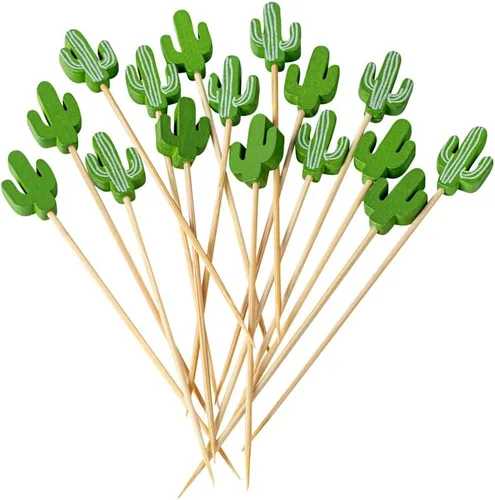 Miniatura 17 de Restaurantware Pinchos de comida de 2.8 pulgadas, 100 palitos de canapé con cuentas, resistentes, desechables, color rojo y crema, púas de madera