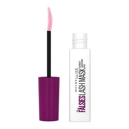Maybelline New York The Overnight - Acondicionador de pestañas con manteca de karité y aceite de argán, máscara de pestañas Falsies, 0.33 onzas