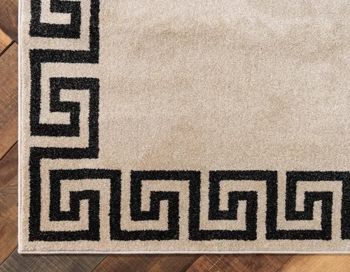 Miniatura 8 de Unique Loom Athens Collection - Alfombra clásica geométrica moderna con diseño de bordes, 8 x 8 pies, beige/negro Beige y gris/beige