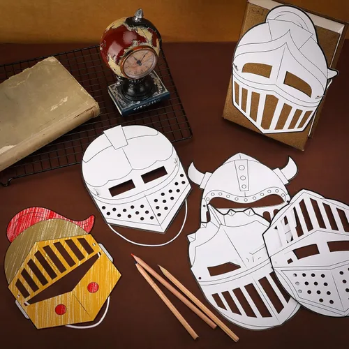Miniatura 3 de Liliful Juego de 30 unidades de casco de salvación para manualidades a granel para colorear tu propio kit de bricolaje, armadura de Dios, máscara