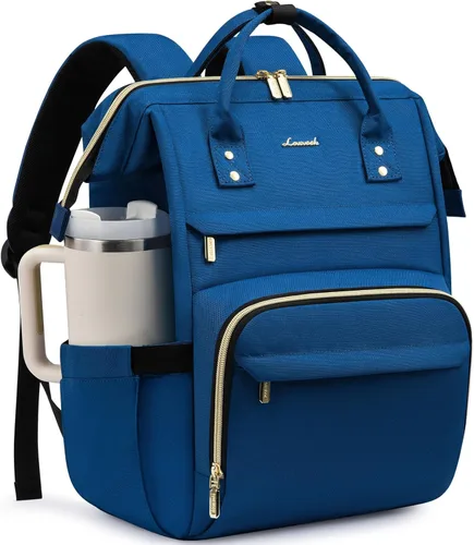 Miniatura 15 de LOVEVOOK Mochila para laptop para mujer con bolsillo gigante para vasos, mochila de viaje impermeable de 15.6 pulgadas, bolsa de computadora