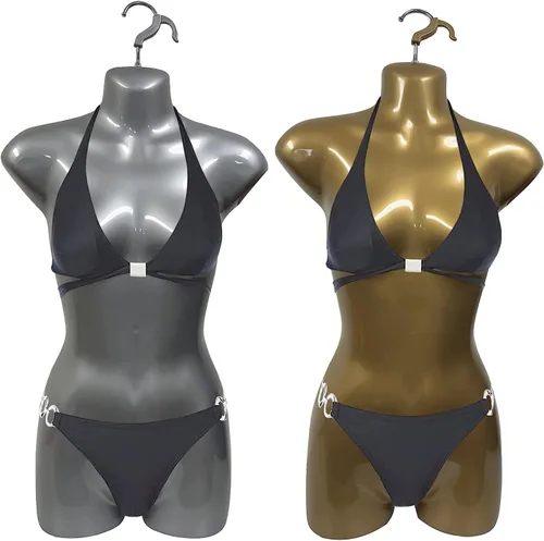 Miniatura 9 de 2 Mannequin femenino dorado cadera cuerpo largo torso vestido formas y gancho colgante, tallas S-M