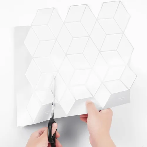 Miniatura 8 de Livelynine 16 azulejos geométricos para despegar y pegar en muro para cocina, color blanco, azulejos de pared de baño, impermeables, para paredes