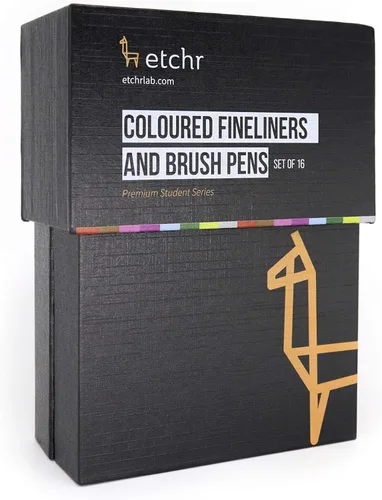 ETCHR Juego de 16 bolígrafos gráficos de colores, pigmentos impermeables y resistentes a la decoloración, colección de bolígrafos gráficos multicolor