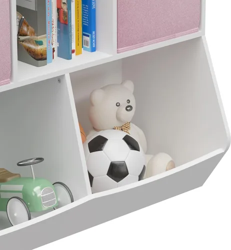 Miniatura 5 de Estantería para niños, organizador de almacenamiento de juguetes de 4 cubos, estantería para niños pequeños, estantes para habitación de niños, sala