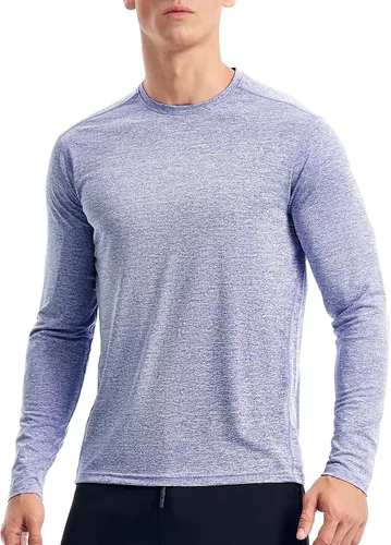 Miniatura 18 de Zengjo Camisetas atléticas que absorben la humedad para hombre, de manga larga, para entrenamiento, correr, gimnasio, rendimiento, protección UV