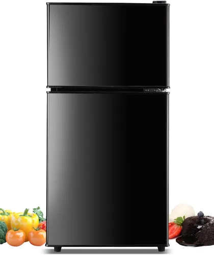 F.W.WOOLWORTHS - Refrigerador compacto de 3.5 pies cúbicos con congelador, mininevera con 2 puertas para oficina, cocina, dormitorio y dormitorio,