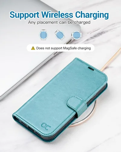 Miniatura 5 de OCASE Funda tipo cartera compatible con iPhone 13 Pro, de piel sintética, con tarjetero, soporte de bloqueo RFID