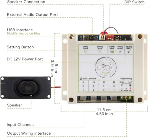 Miniatura 7 de Accesorios para sala de escape con rompecabezas de audio, linterna brillante para desbloquear y abrir cerraduras electromagnéticas de 12 V