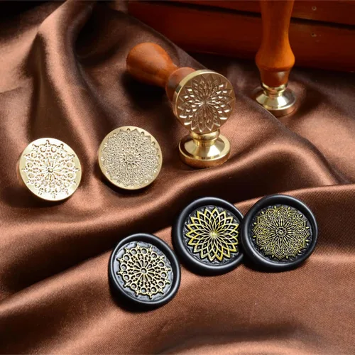 Miniatura 7 de Mandala Flower - Sello de cera de gran tamaño con empuñadura, para invitación de boda, sellado de tarjetas, paquete de vino, sellado de cartas