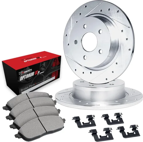 Miniatura 10 de R1 Concepts Kit de freno trasero para Nissan Altima 2002-2024; Nissan Máxima 2004-2008; Nissan Sentra 2007-2019; Nissan Juke 2011-2017 Almohadillas