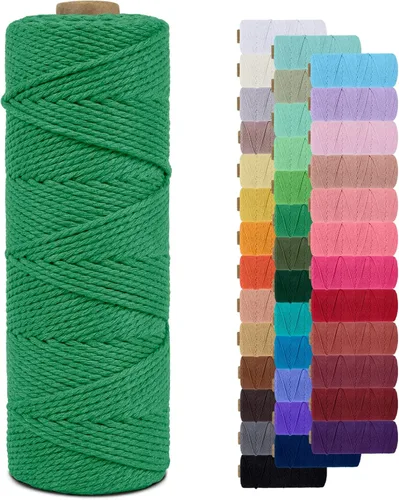 Miniatura 114 de Cuerda de macramé de 0.079 in para 219 yardas, cuerda de algodón natural para manualidades, hilo de cuerda de macramé de colores para colgar