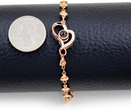 Miniatura 9 de Pulsera de cadena de corazón personalizada con texto en inglés "I Love You in 100 Language", regalos para mamá, esposa, novia