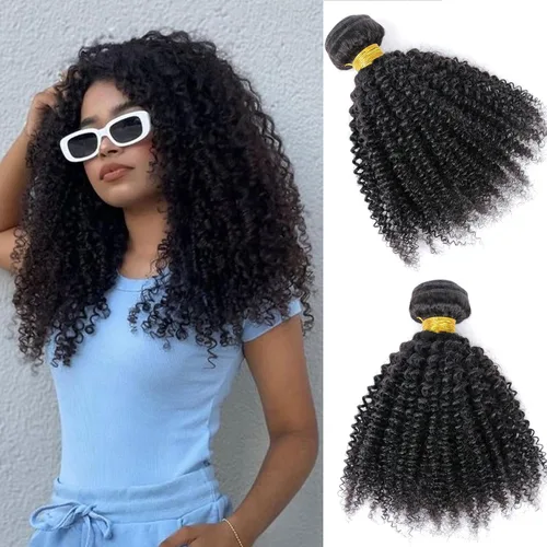 Miniatura 19 de Paquetes de cabello afro rizado y kinky, extensiones de cabello humano de 8 pulgadas, tejido rizado sin procesar, doble entretejido, virgen