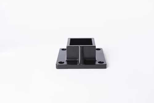 Miniatura 6 de Brida de poste de montaje en el suelo para poste de valla cuadrada de 2 pulgadas y barandilla de cubierta, resistente, aluminio, negro
